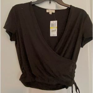 Ladies fax cross wrap top NWT